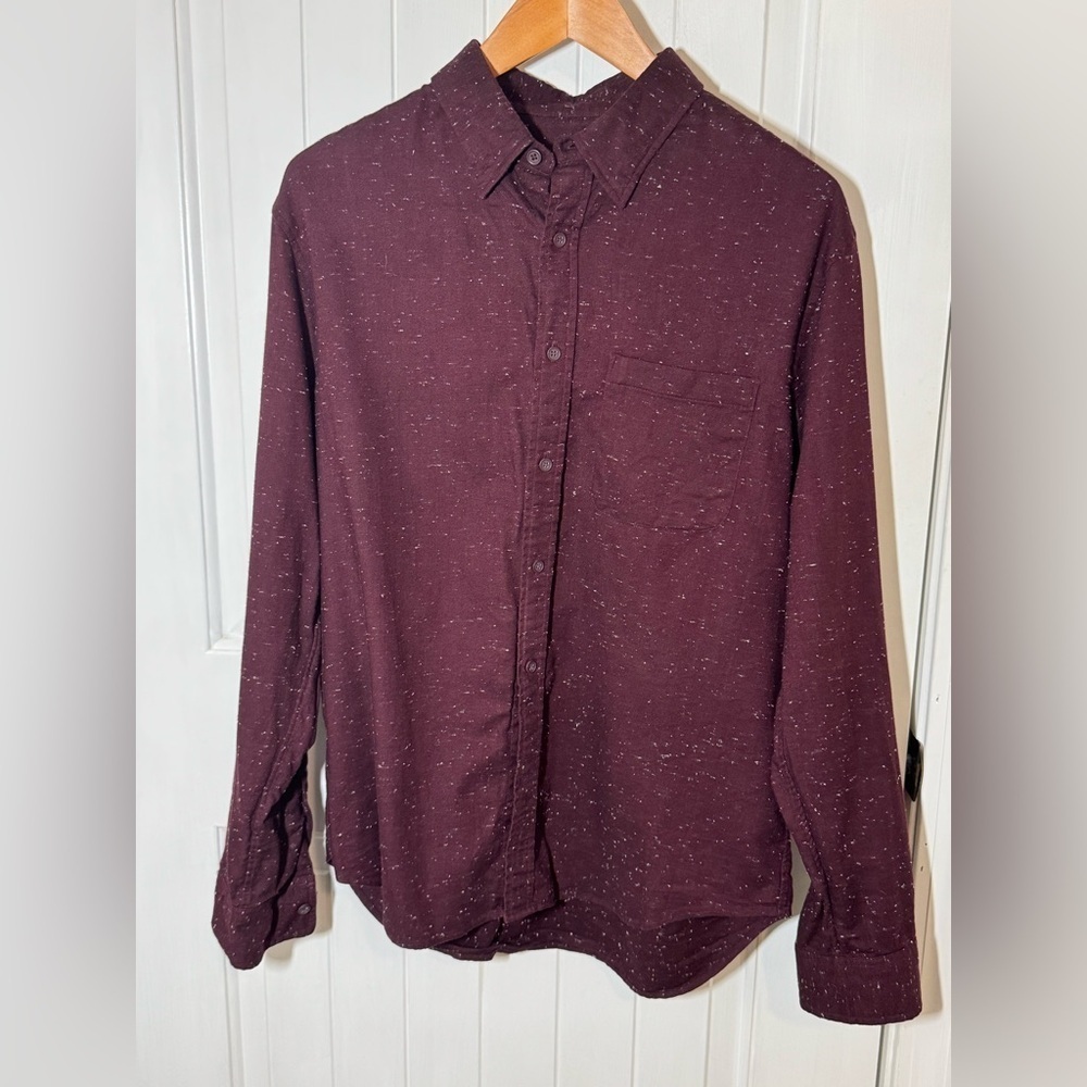 Club Monaco Burgundy Speckled Button-Down Shirt
